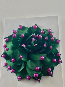 AKA Dark Green Pink Pearl Flower Pin