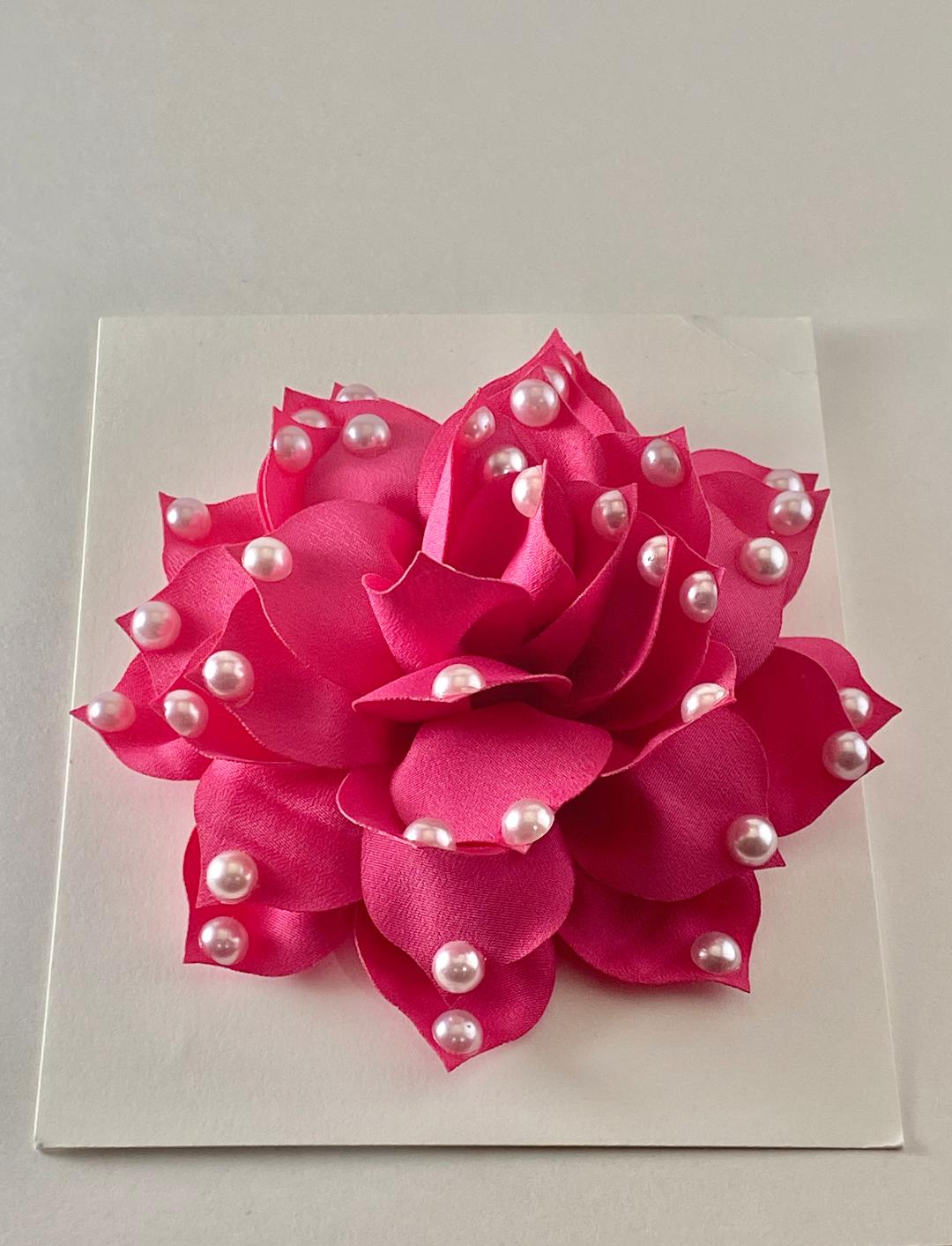 Pink and Green Ribbon Flower Pin