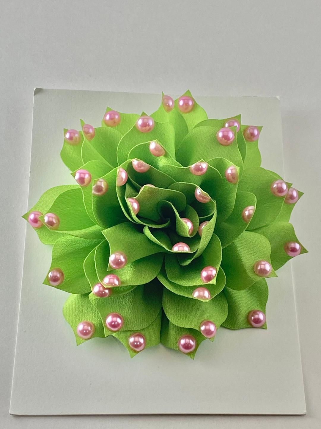 AKA Light Green Pink Pearl Flower Pin