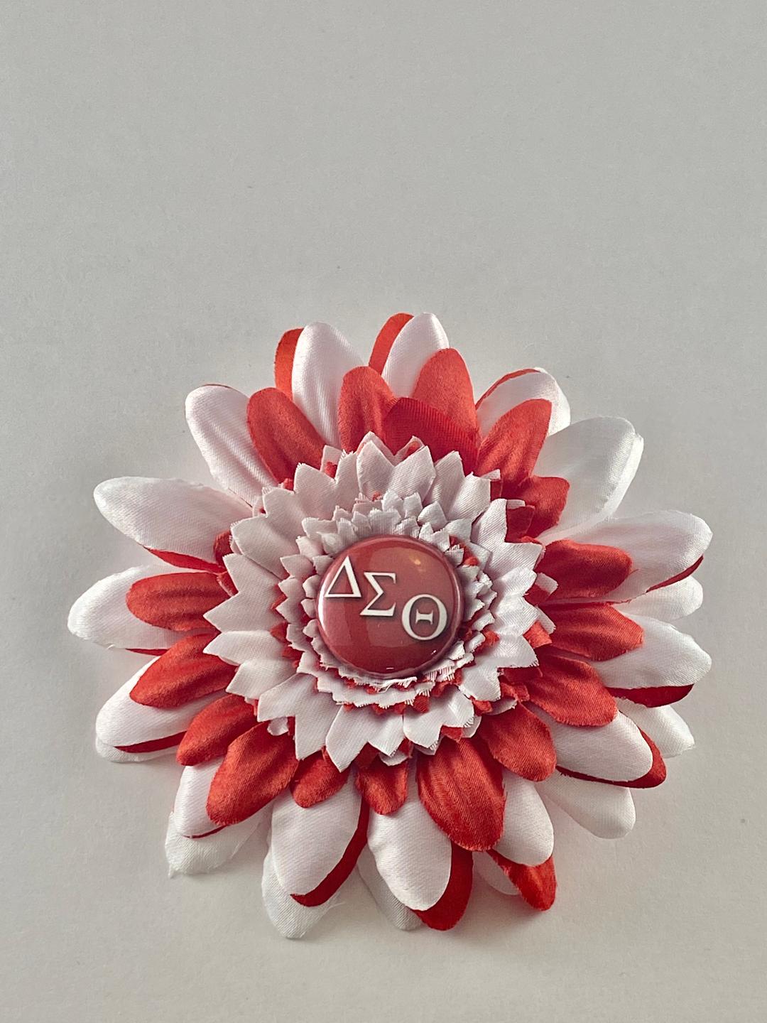 DST Red and White Flower Pin