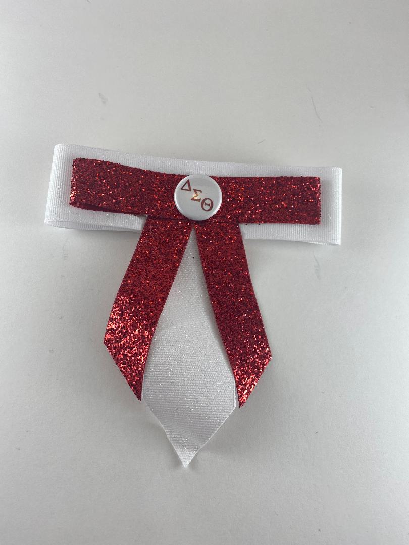 Delta Bow Tie Pin Glitter and White