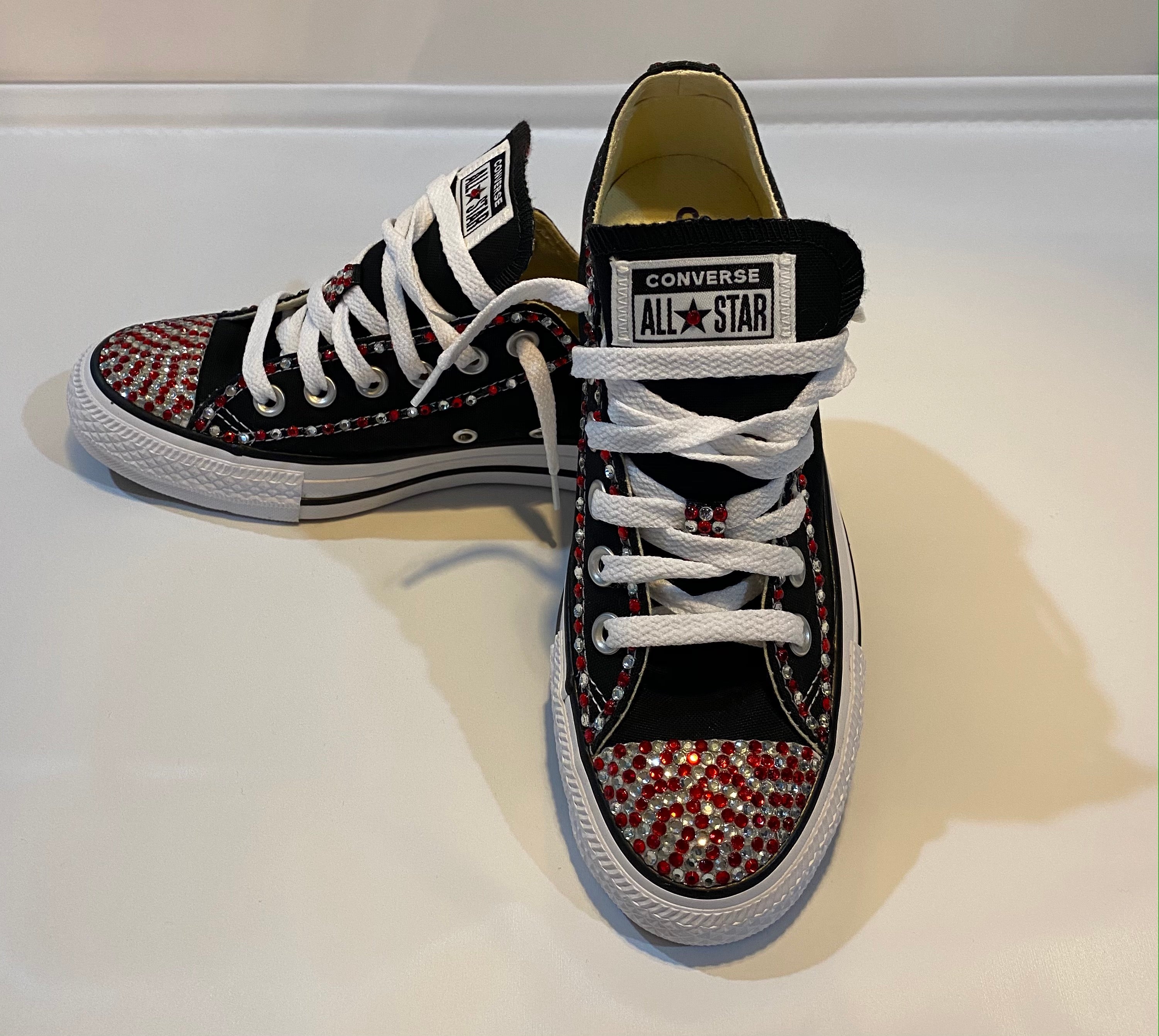 DST Red white and Black Bling Chuck Sneakers