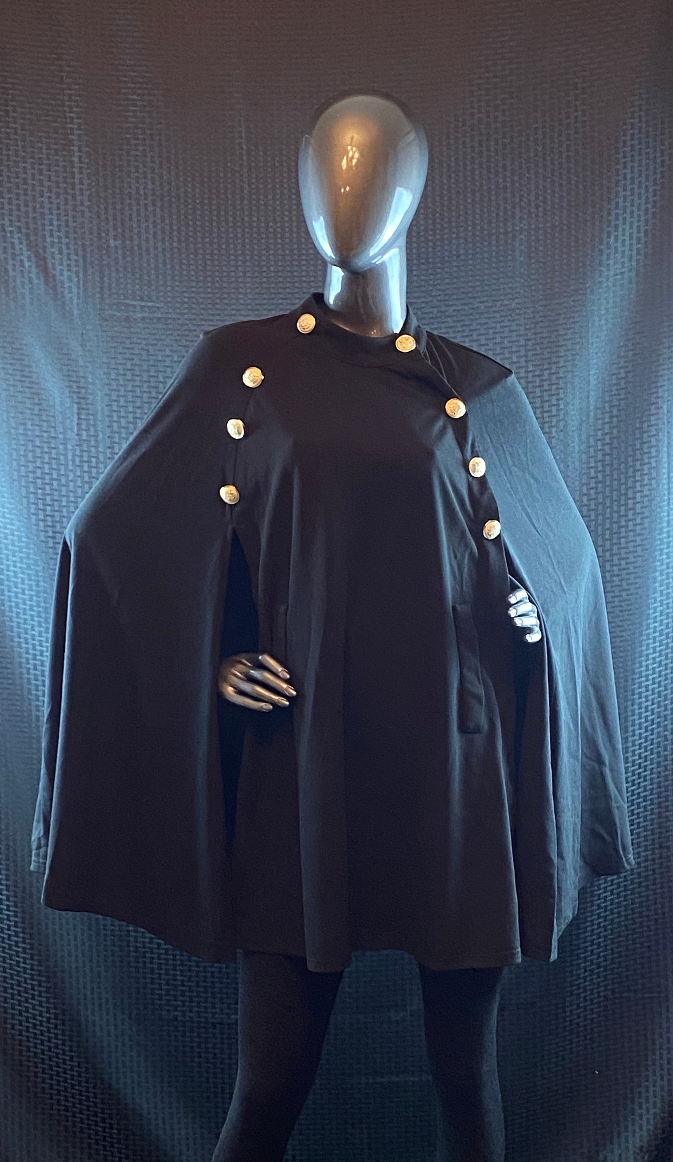 Black Cape with Gold Buttons