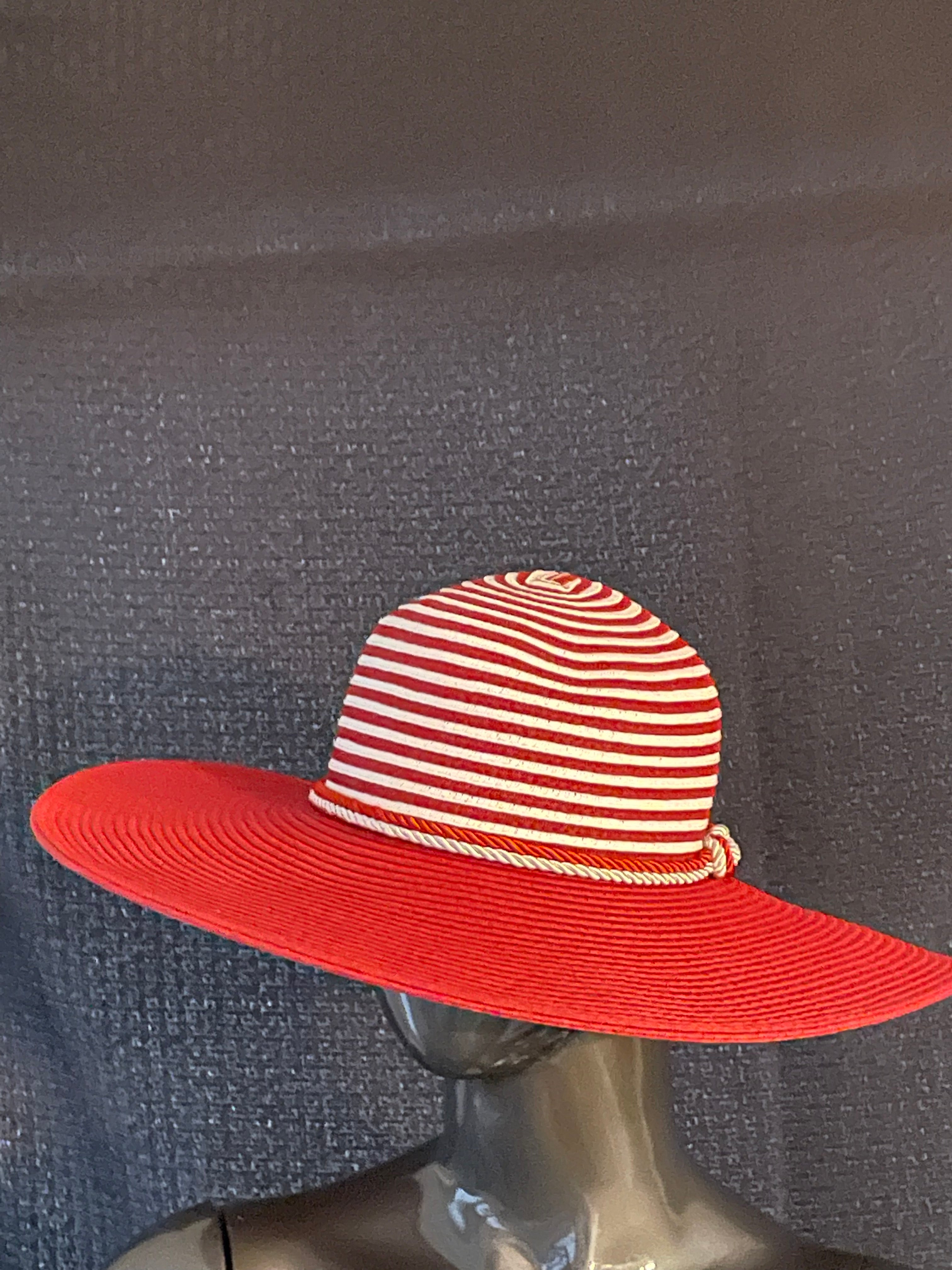 Red and White Stripe Floppy Hat