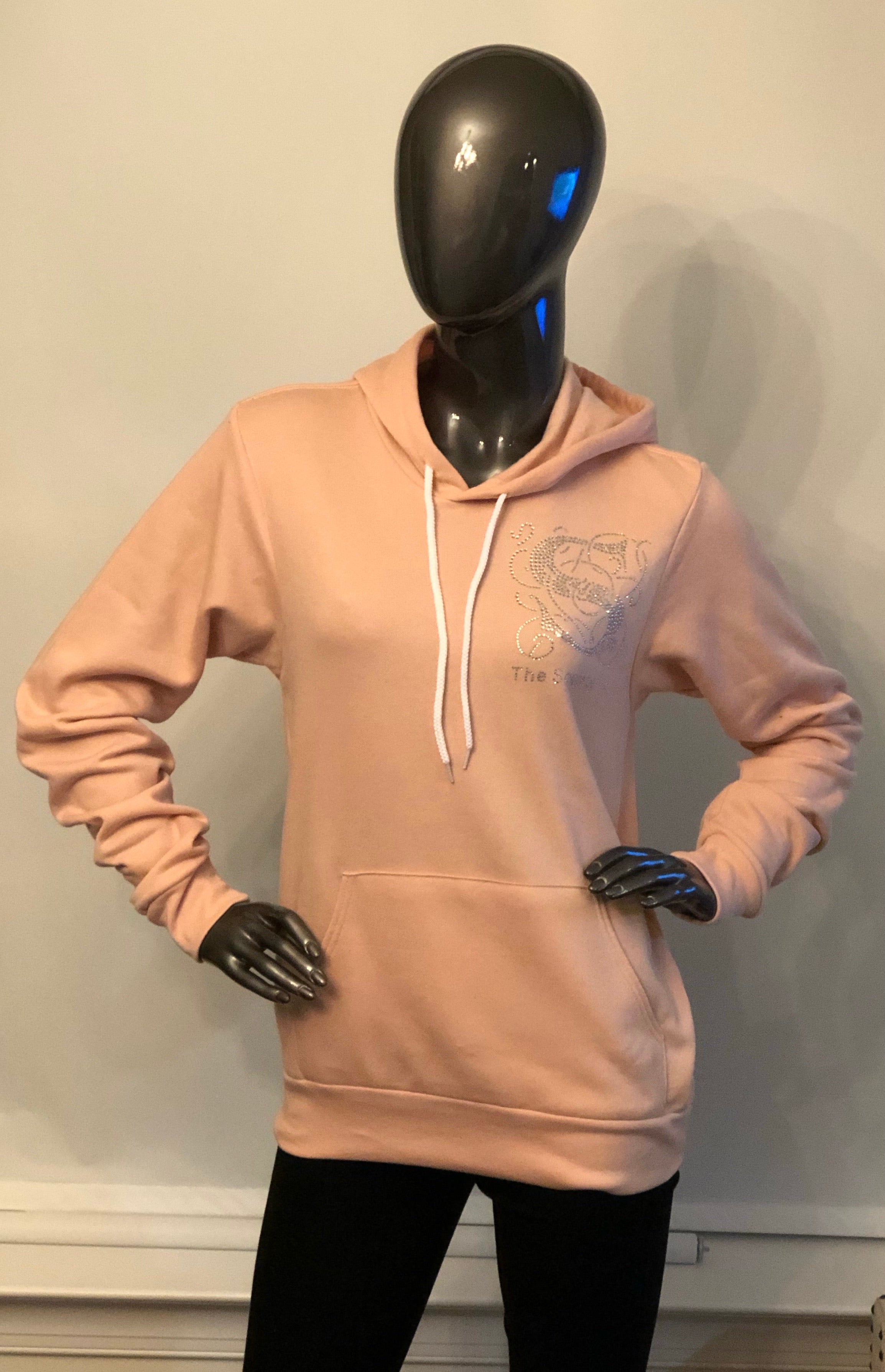 Peach Hooded Sweatshirt with bling logo