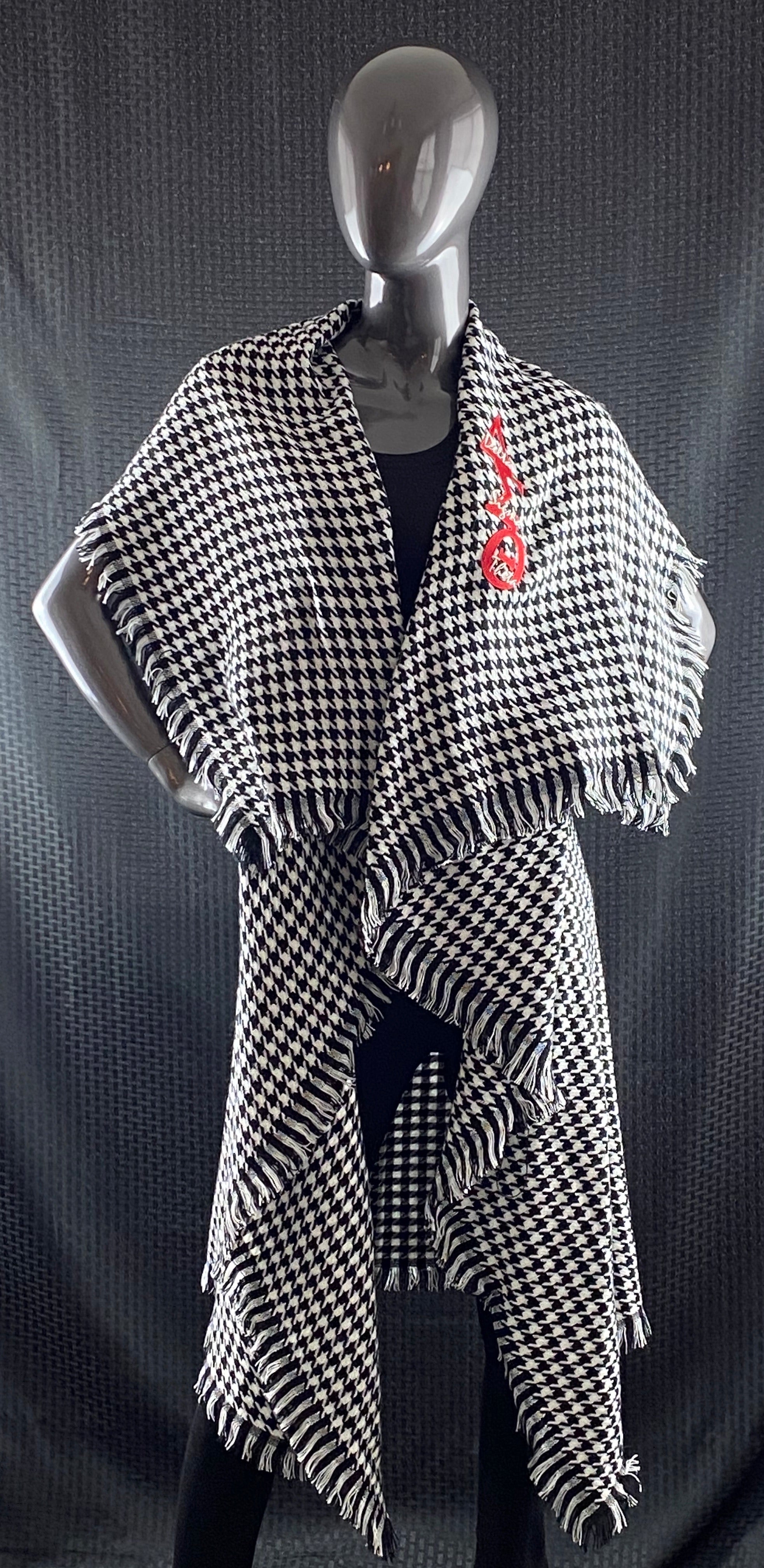 Delta Houndstooth Long Cape