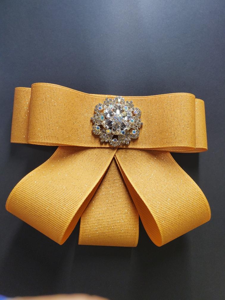Pearl and glitter bow - Gold