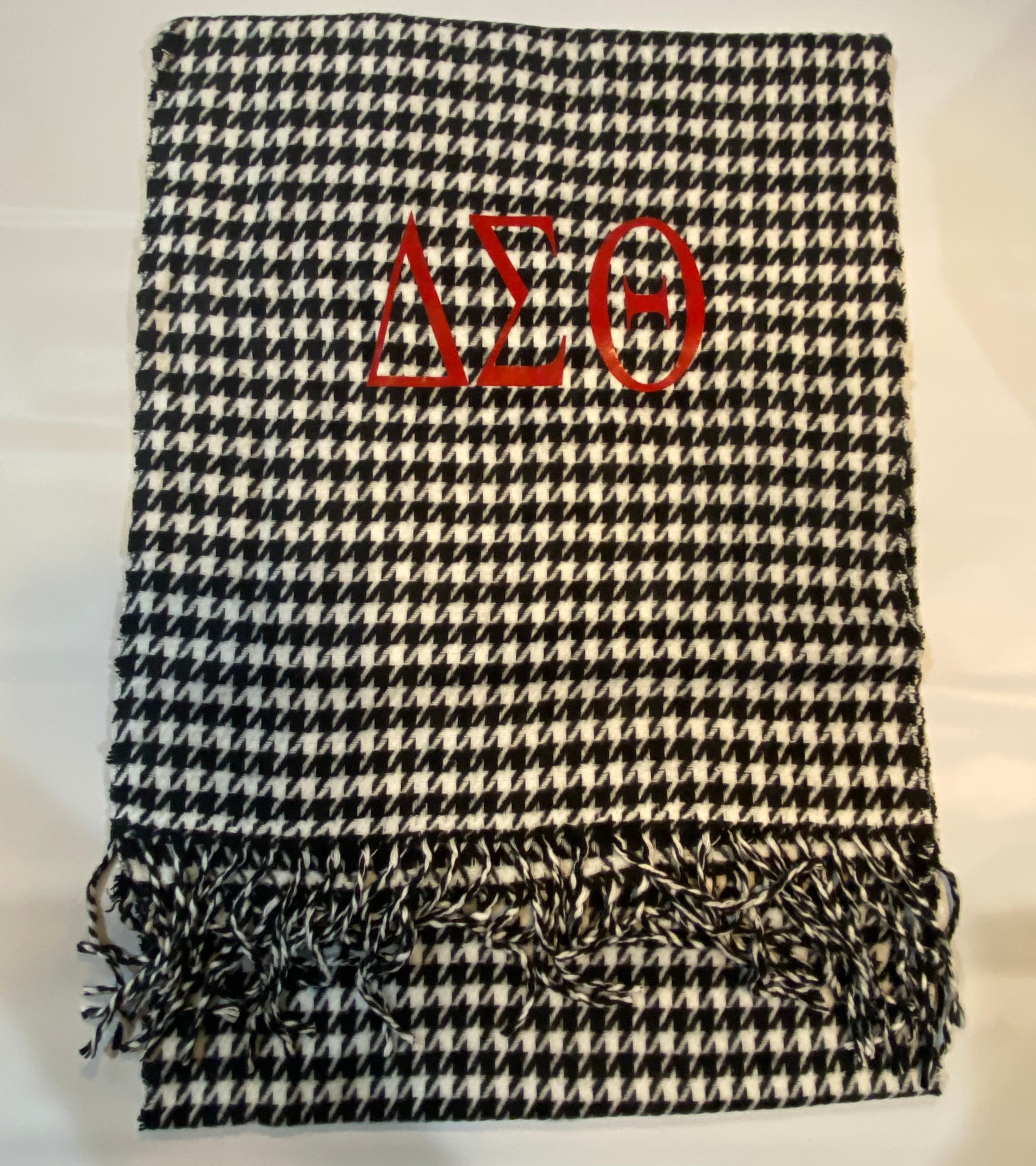 DST Houndtooth Scarf with Vinyl Greek Letters