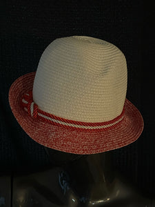 Red and White Fedora Hat